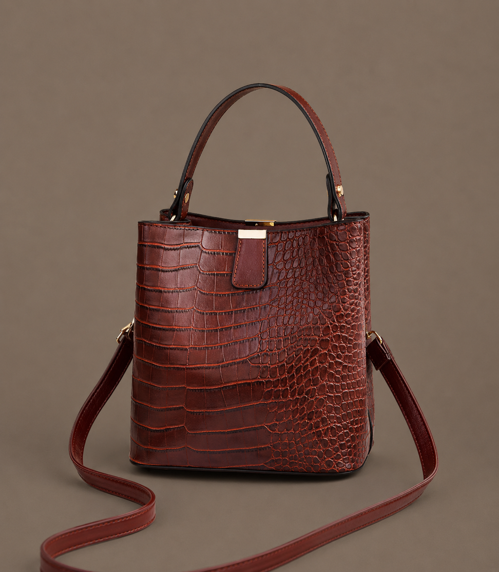 LuxeCarry Vintage Stone Pattern Leather Shoulder & Crossbody Bag