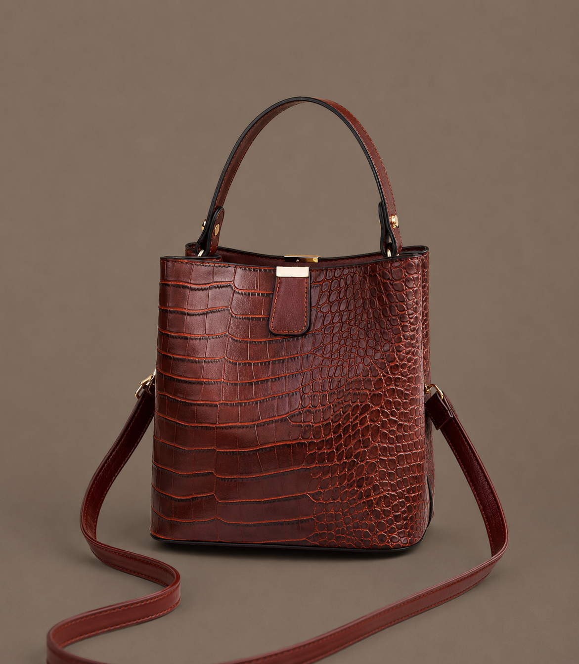 LuxeCarry Vintage Stone Pattern Leather Shoulder & Crossbody Bag