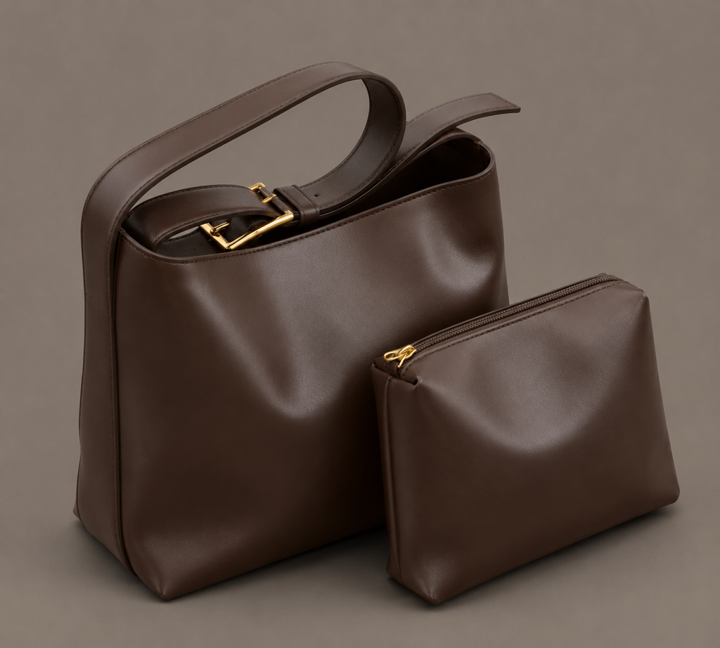 LuxeCarry "Essential" Shoulder Bag & Pouch Set