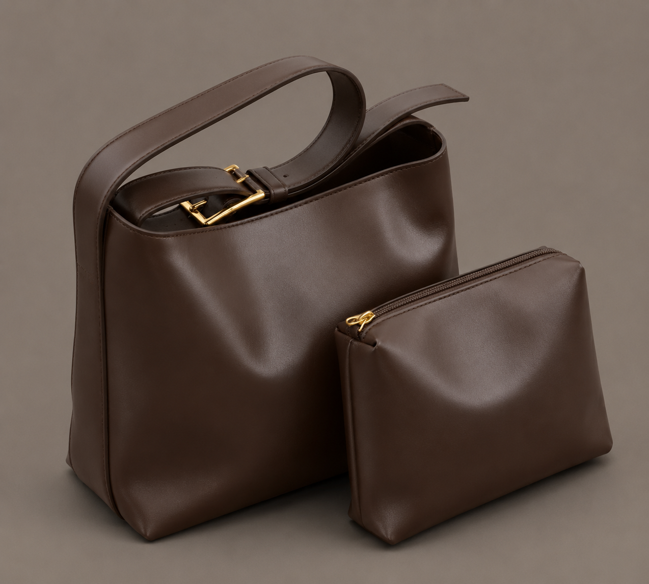 LuxeCarry "Essential" Shoulder Bag & Pouch Set