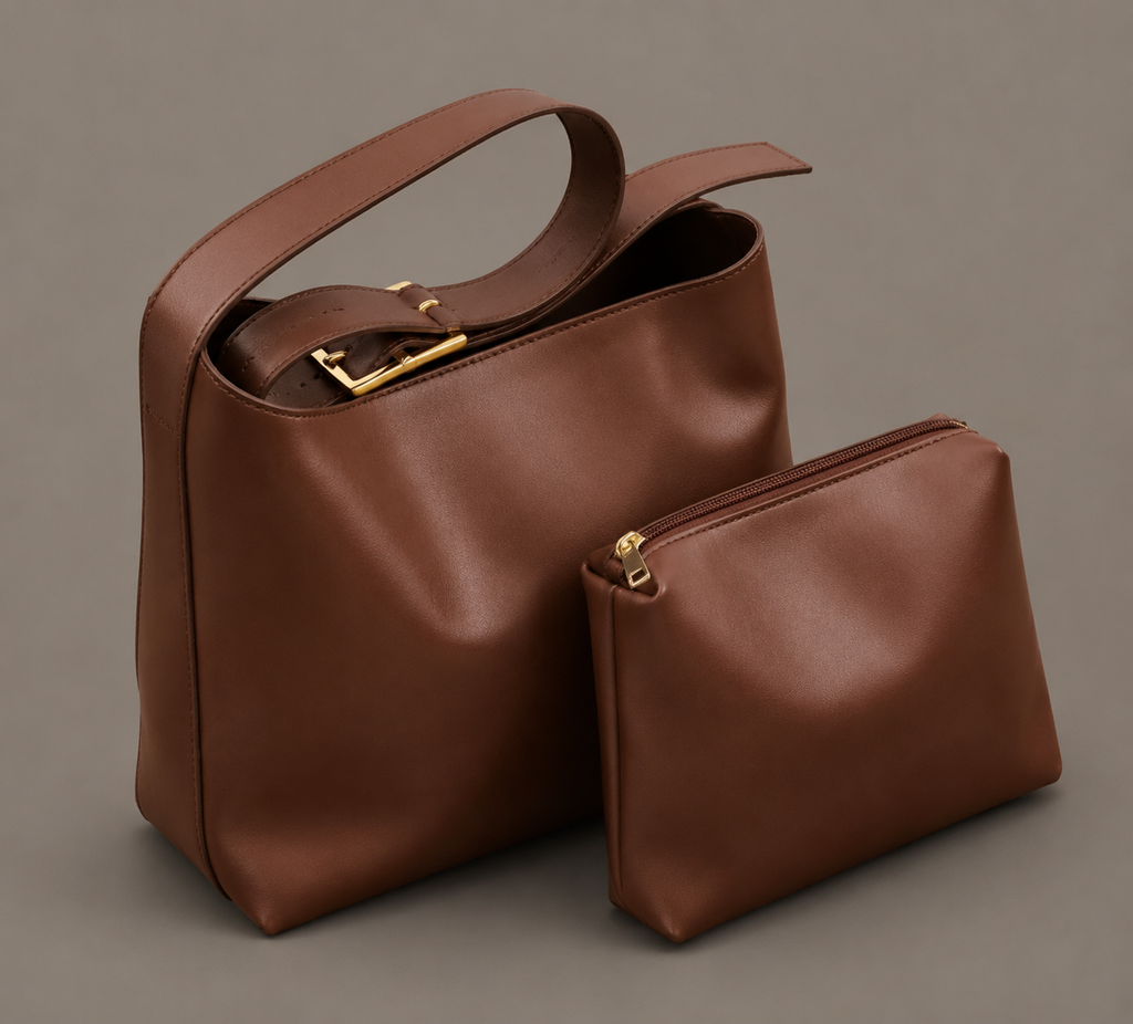 LuxeCarry "Essential" Shoulder Bag & Pouch Set