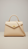 Structured satchel in warm ivory