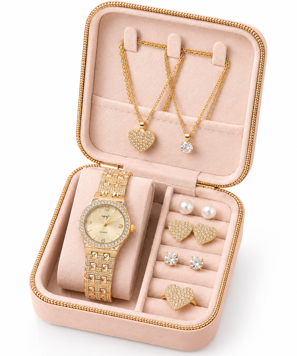 NABAT Luxury Women's Watch & Jewelry Gift Box Set