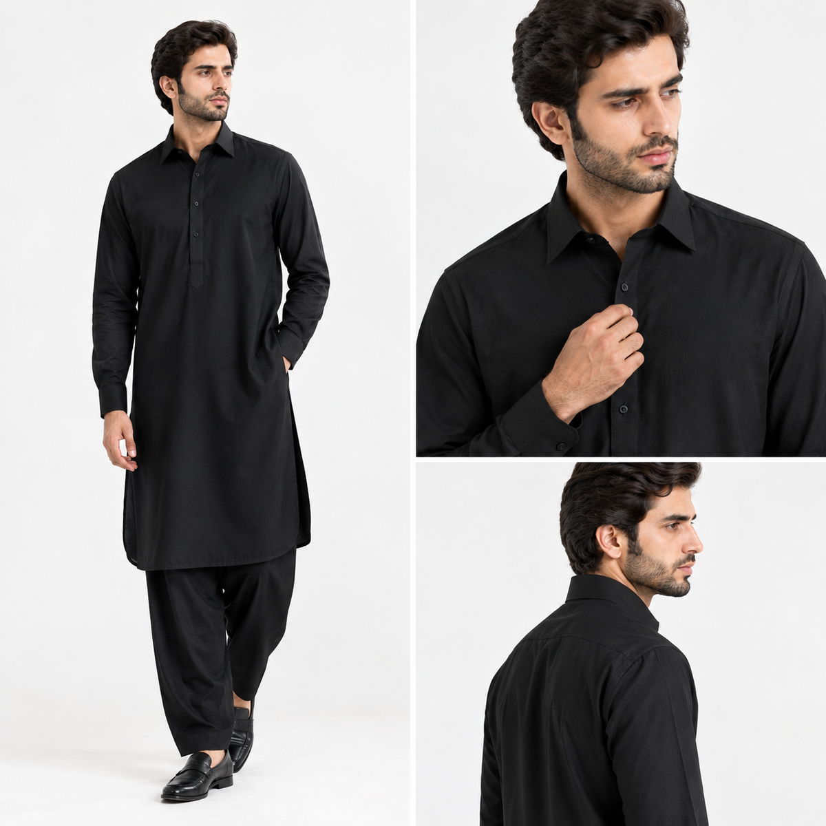 NABAT Black Wash & Wear Suit / Unstitched