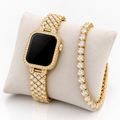 NABAT Dazzling Crystal Apple Watch Strap & Matching Tennis Bracelet Set