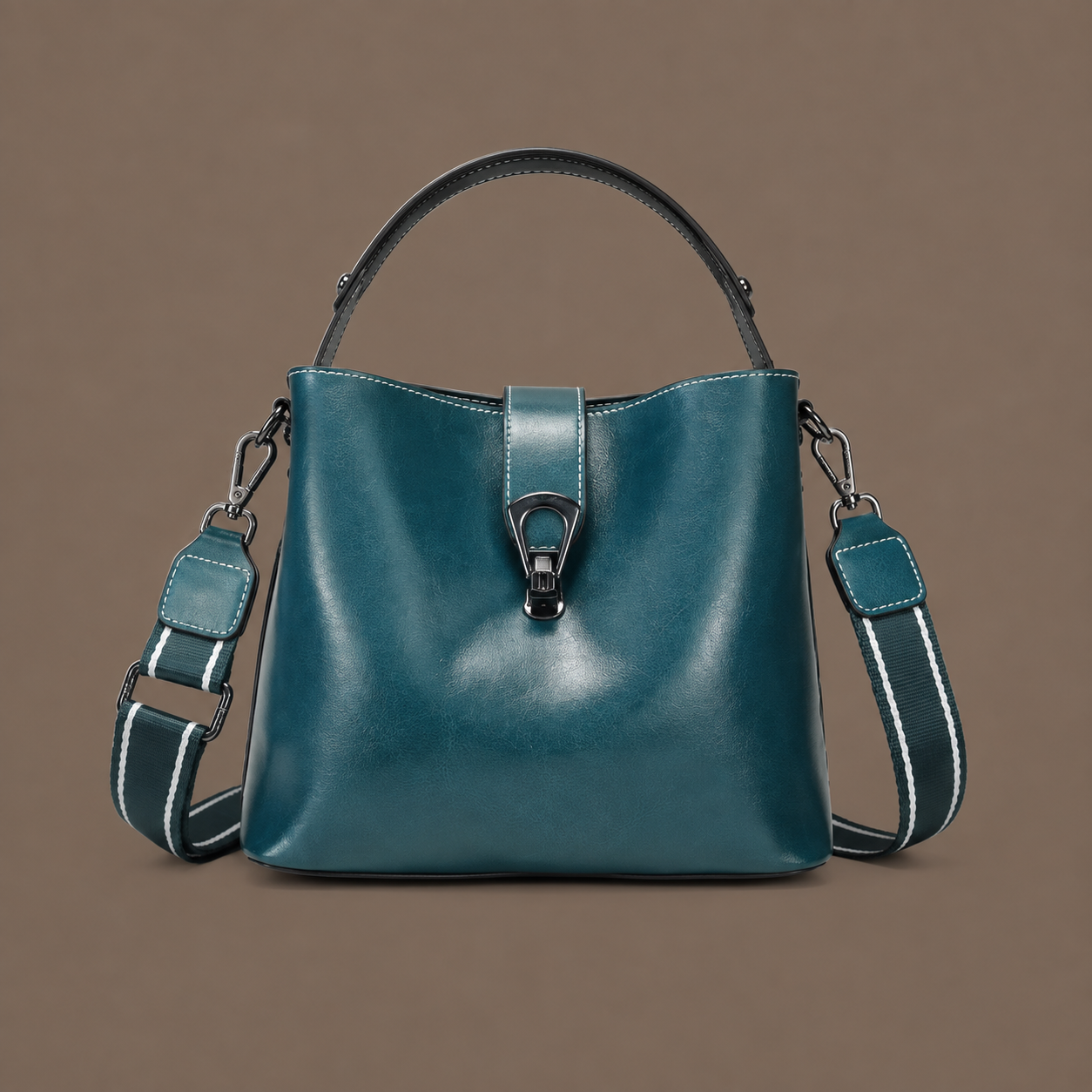 LuxeCarry Oil-Wax Leather Bucket Tote