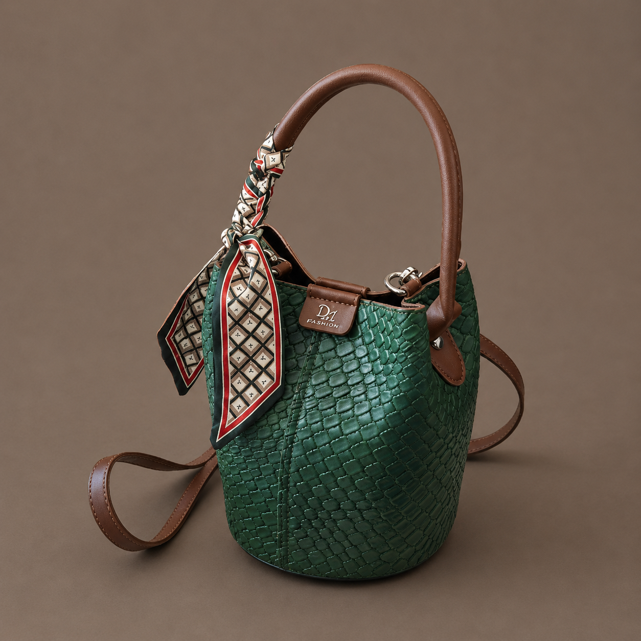 LuxeCarry "Heritage" Woven Leather Bucket Bag