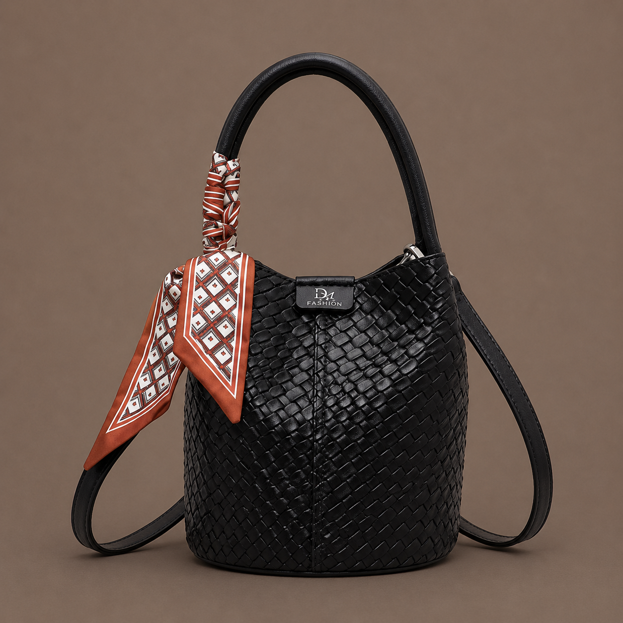 LuxeCarry "Heritage" Woven Leather Bucket Bag