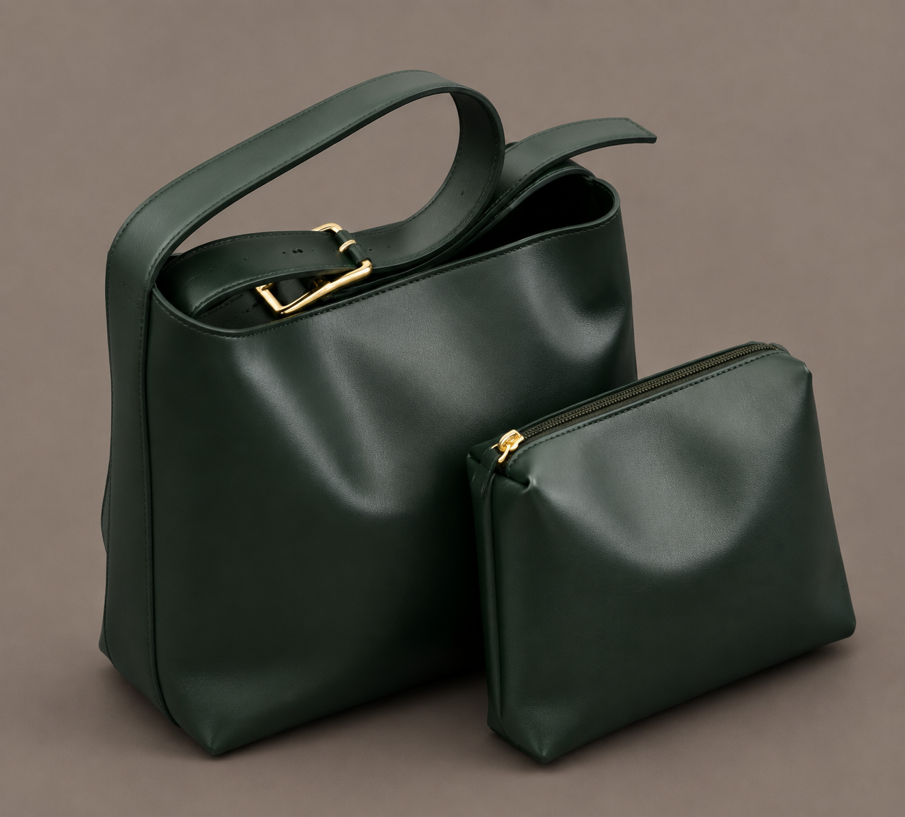 LuxeCarry "Essential" Shoulder Bag & Pouch Set