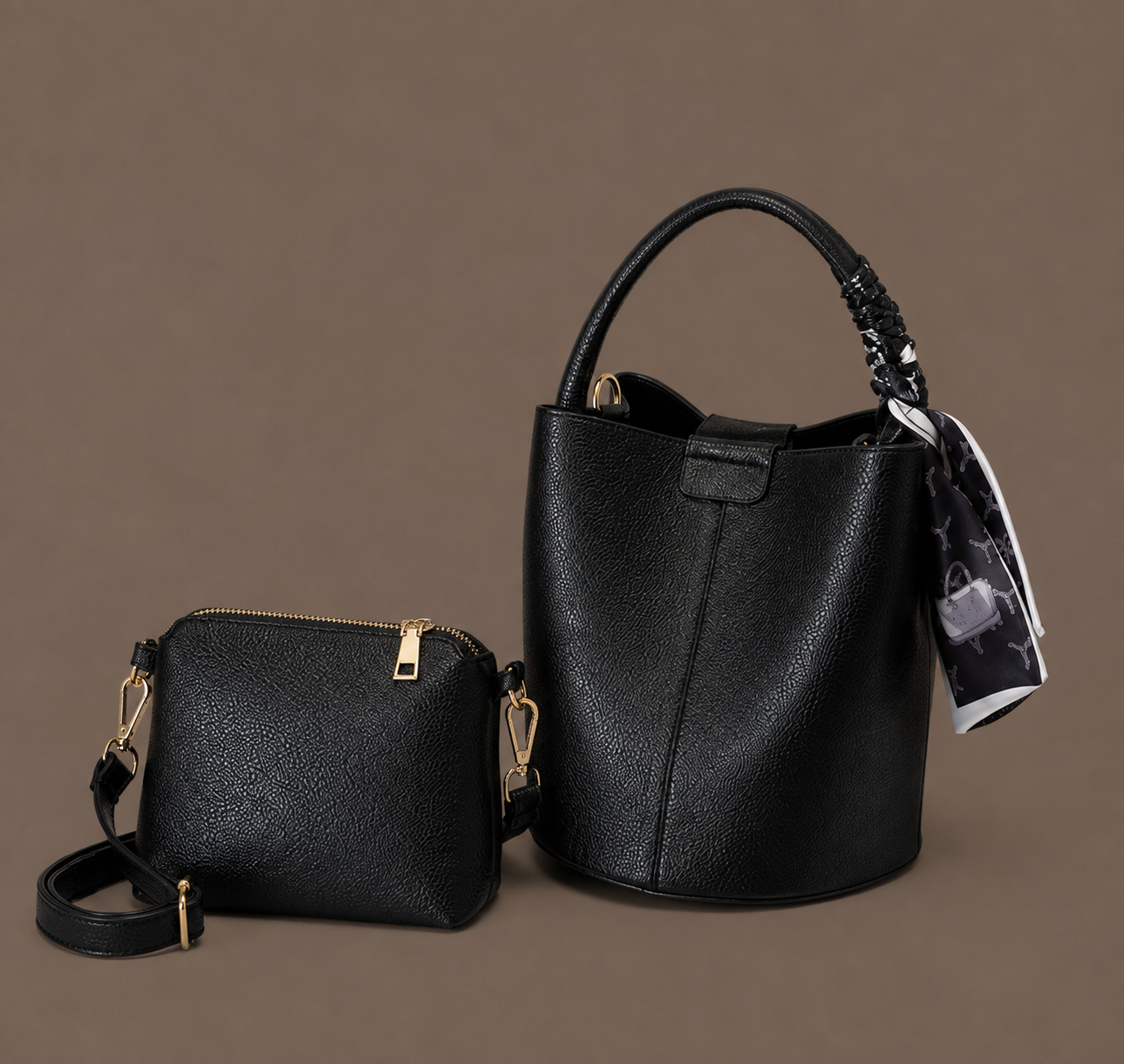 LuxeCarry High-End PU Leather Bucket Bag