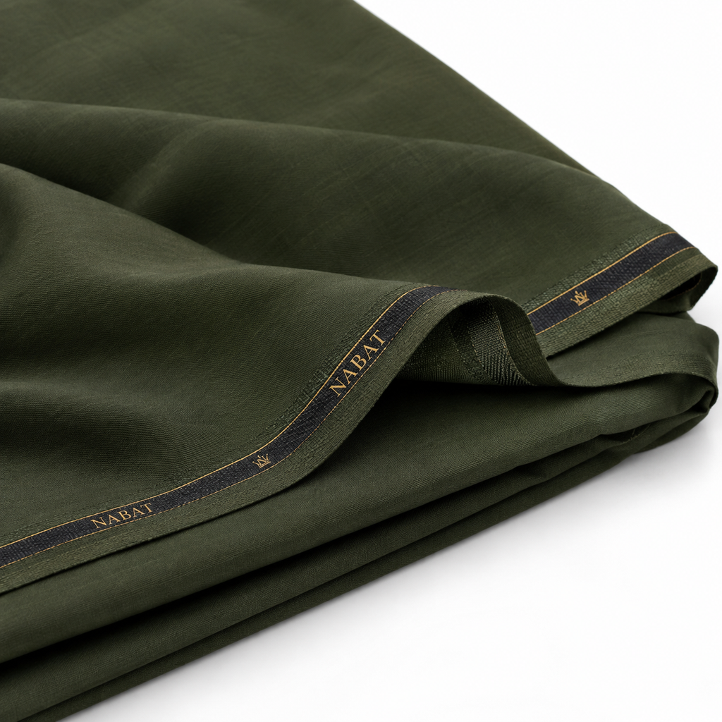 NABAT Olive Green Wash & Wear Unstitched Suit