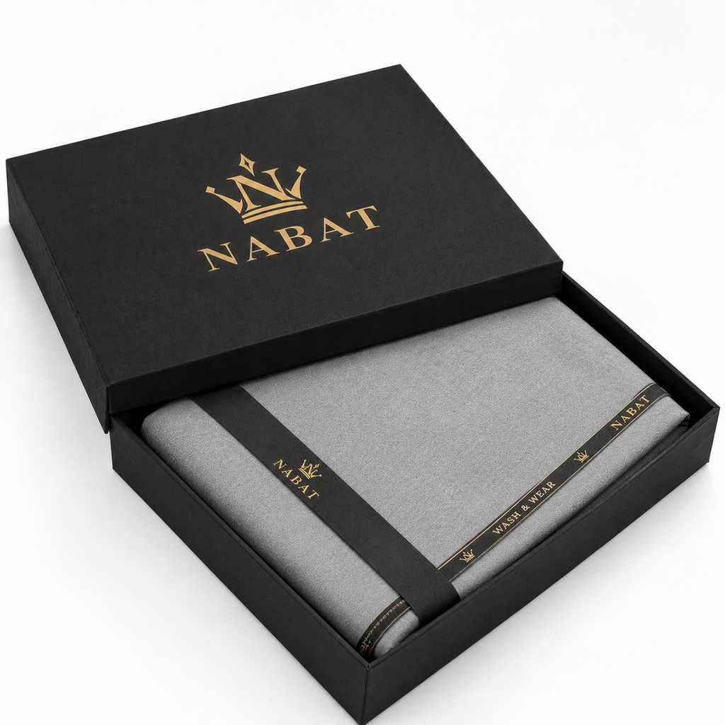 NABAT Light Grey Wash & Wear Unstitched Suit