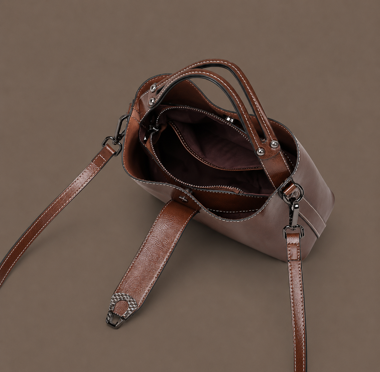 LuxeCarry Oil-Wax Leather Bucket Tote