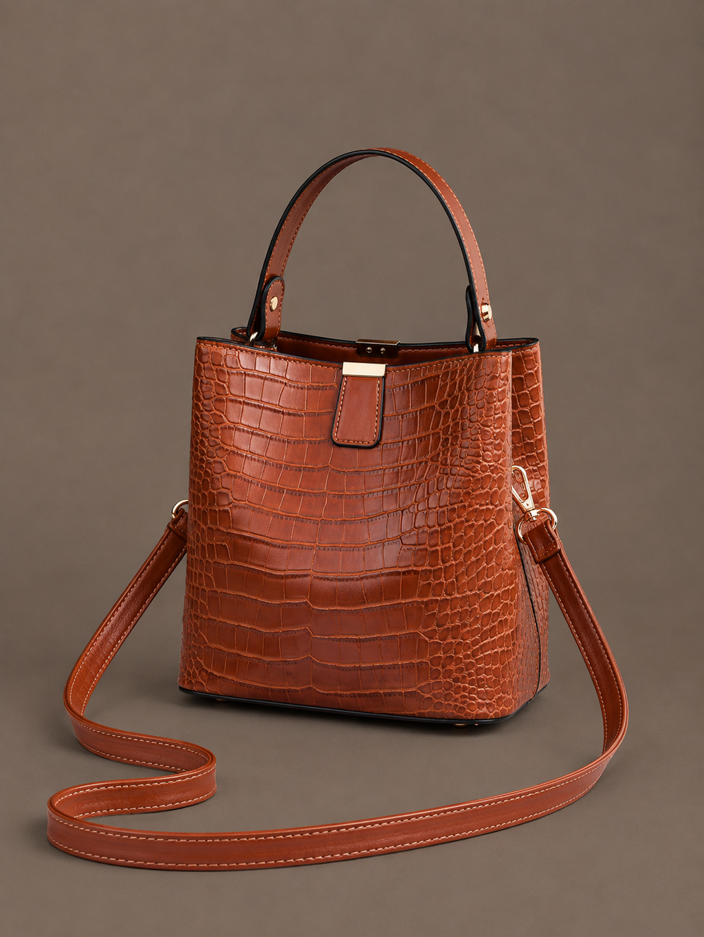 LuxeCarry Vintage Stone Pattern Leather Shoulder & Crossbody Bag
