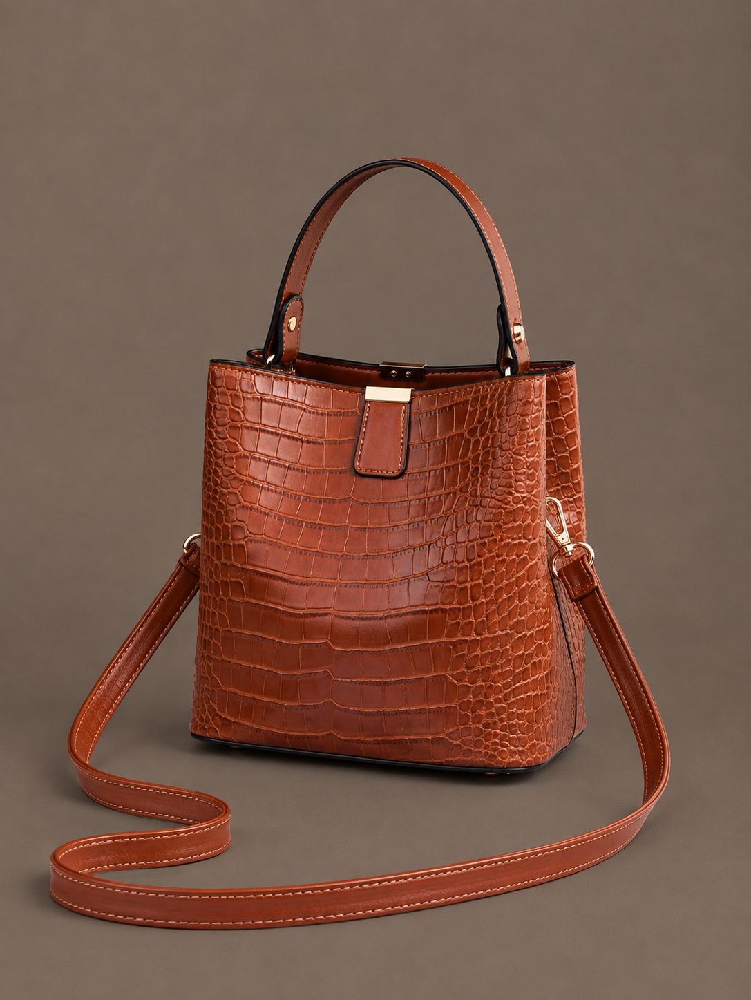 LuxeCarry Vintage Stone Pattern Leather Shoulder & Crossbody Bag