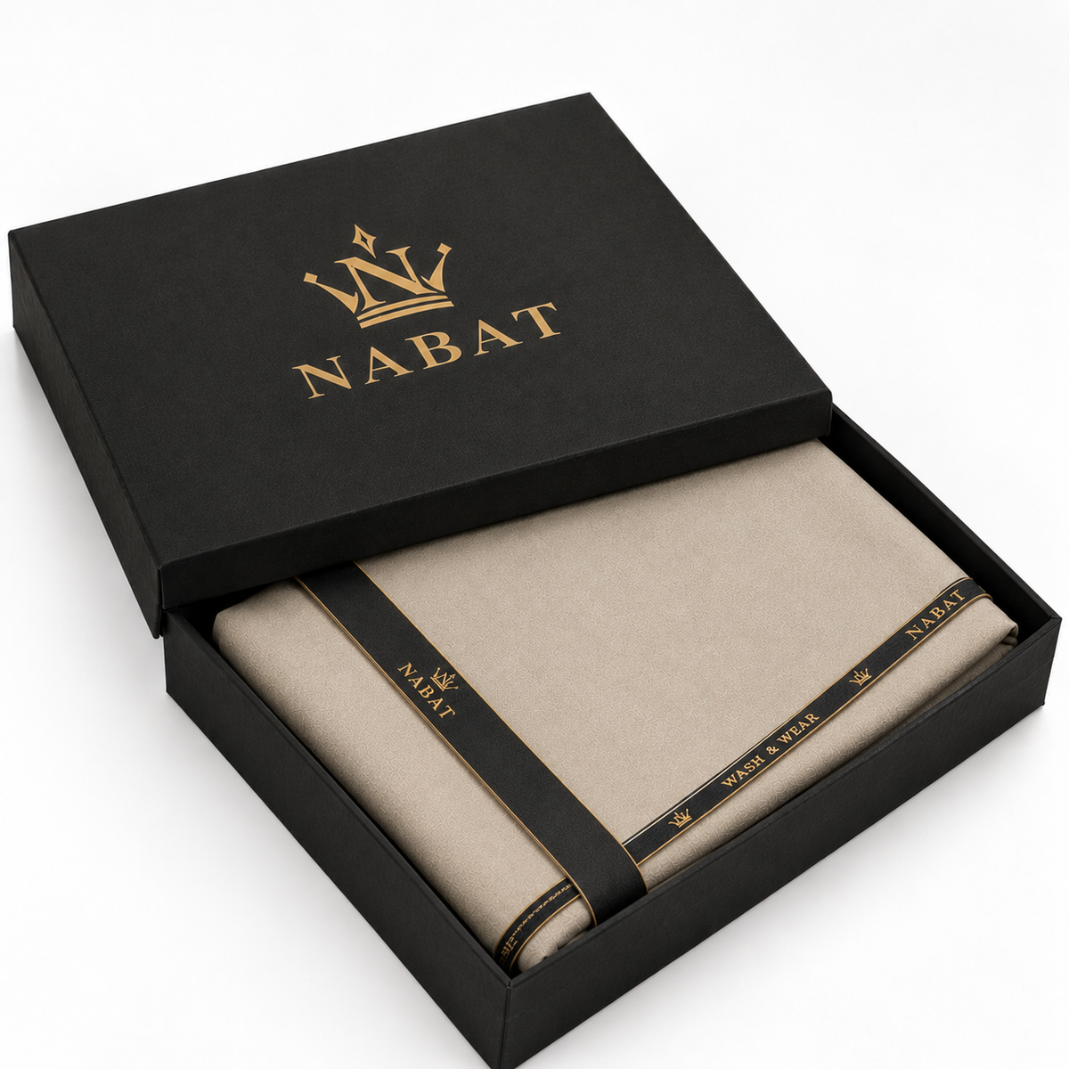 NABAT Beige Wash & Wear Unstitched Suit