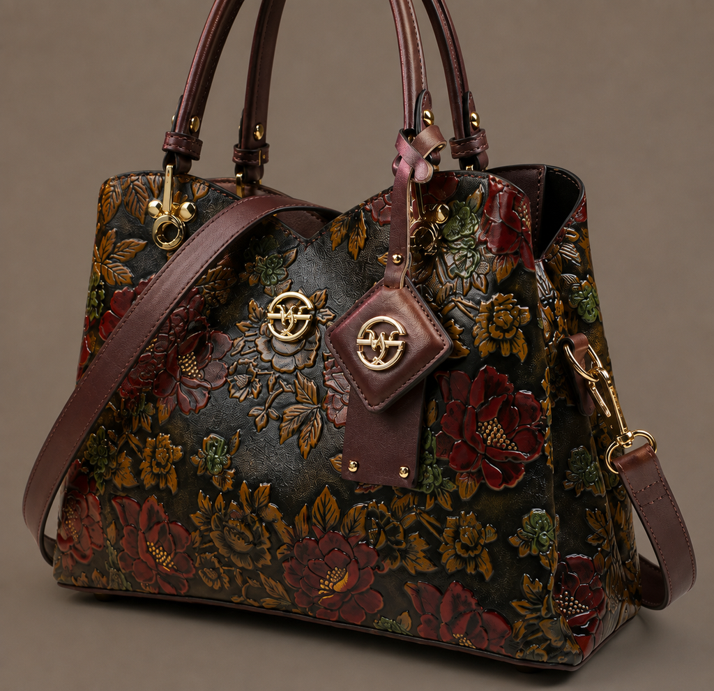 LuxeCarry "Vintage Bloom" Floral Statement Tote