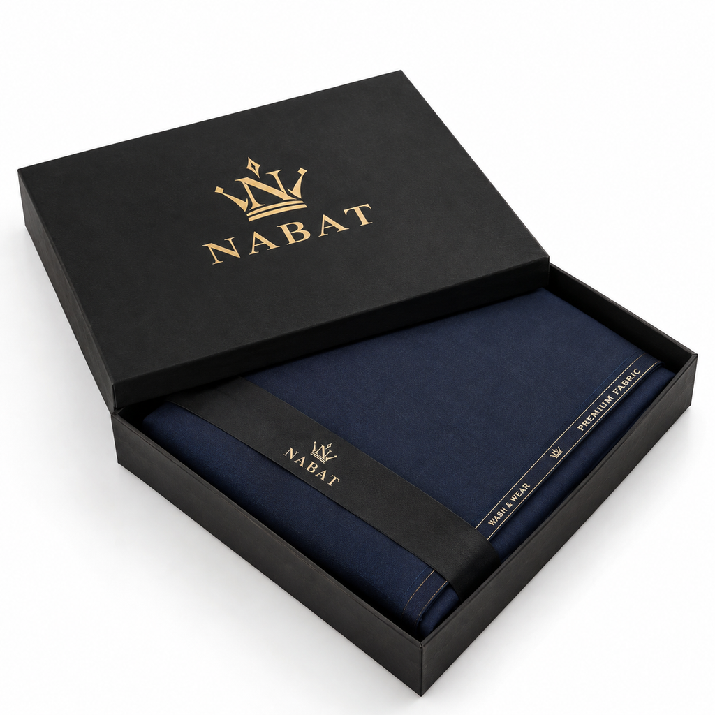 NABAT Navy Blue Wash & Wear Unstitched Suit