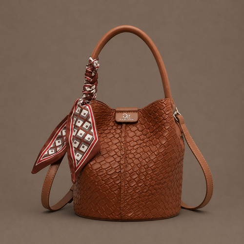 LuxeCarry "Heritage" Woven Leather Bucket Bag