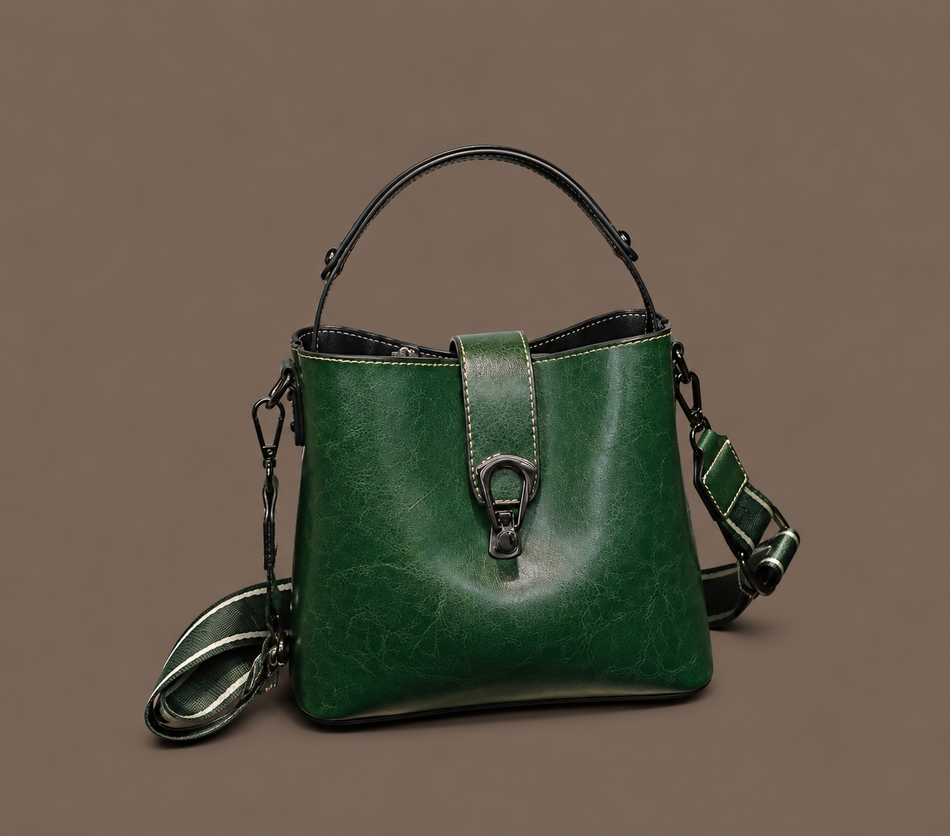 LuxeCarry Oil-Wax Leather Bucket Tote