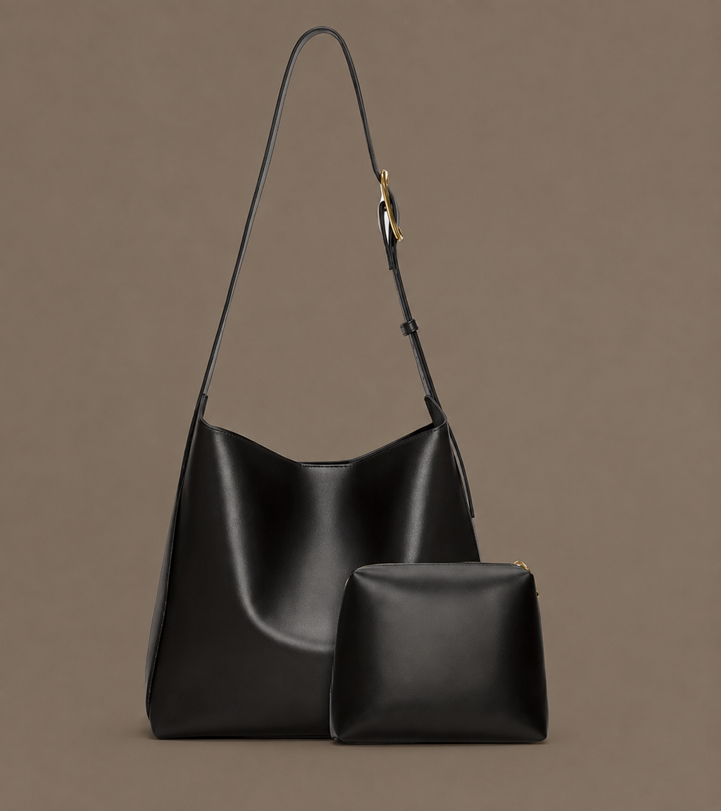 LuxeCarry "Essential" Shoulder Bag & Pouch Set