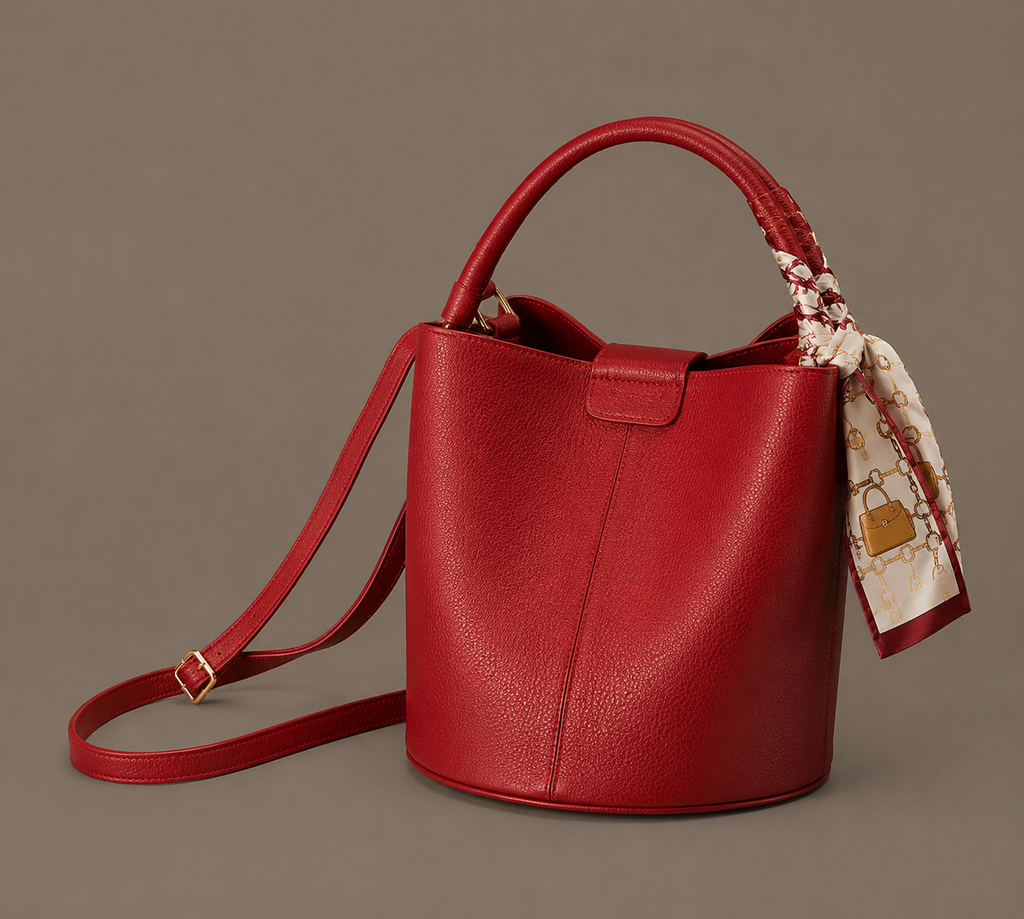 LuxeCarry High-End PU Leather Bucket Bag