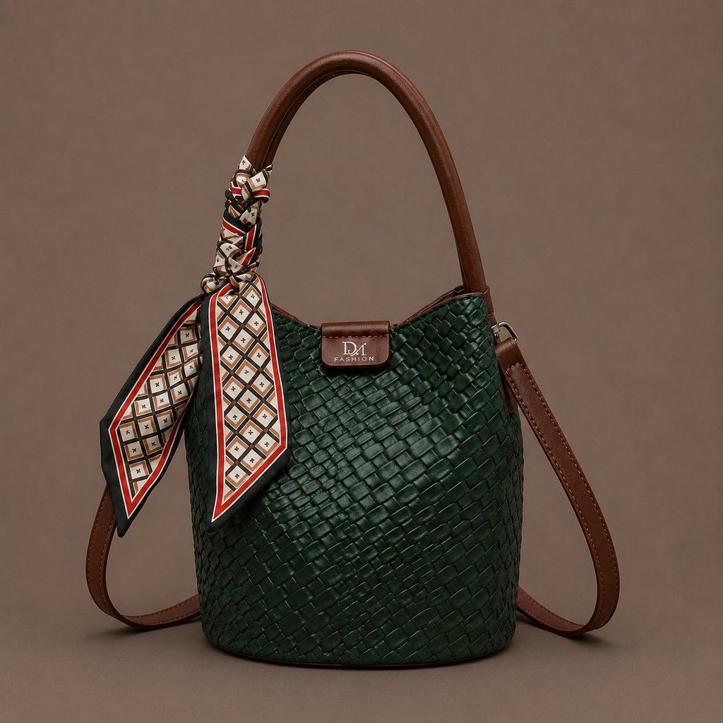 LuxeCarry "Heritage" Woven Leather Bucket Bag