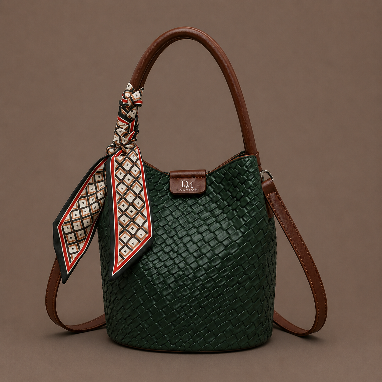 LuxeCarry "Heritage" Woven Leather Bucket Bag