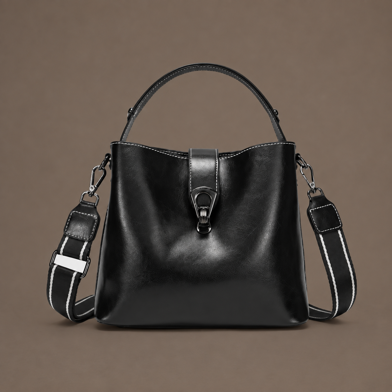 LuxeCarry Oil-Wax Leather Bucket Tote