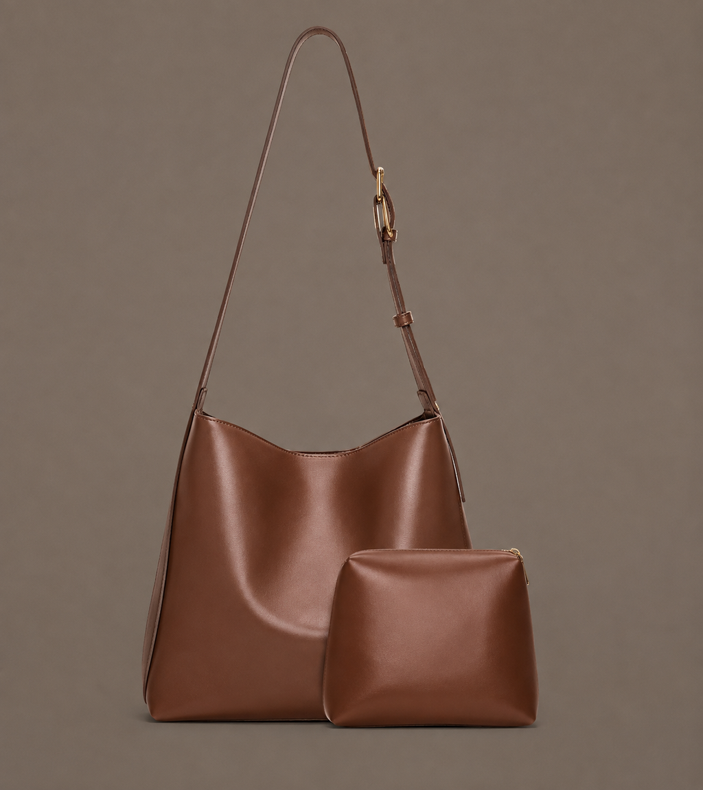 LuxeCarry "Essential" Shoulder Bag & Pouch Set