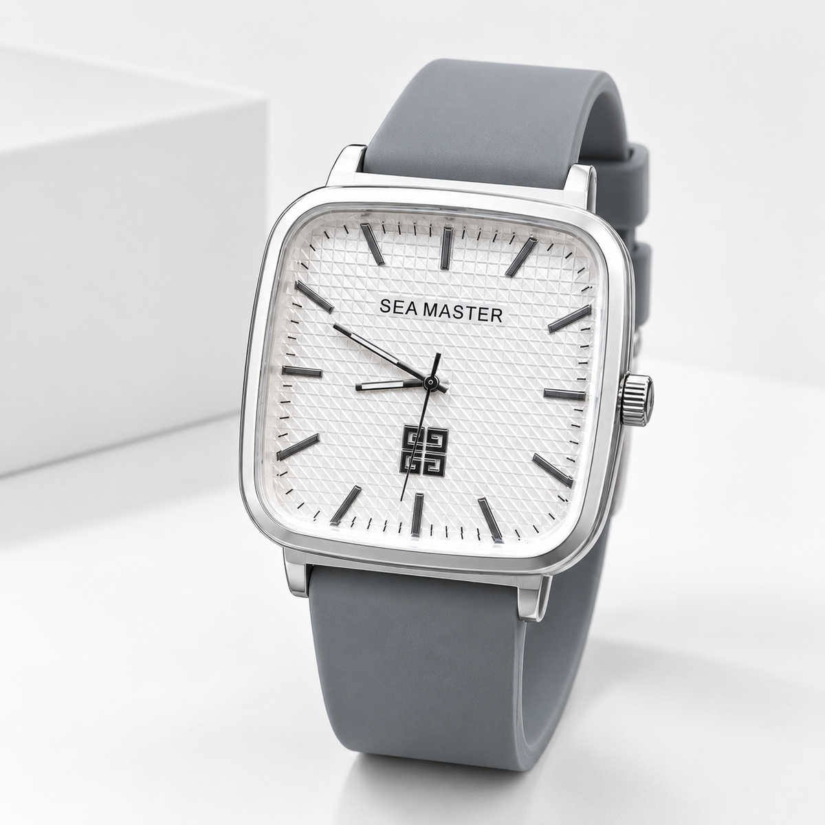 Modern Square Dial Black Silicone Strap Men's Watch