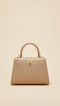 Mini top-handle bag in dove beige