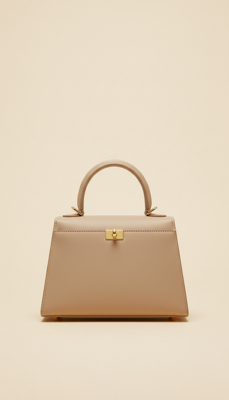 Mini top-handle bag in dove beige