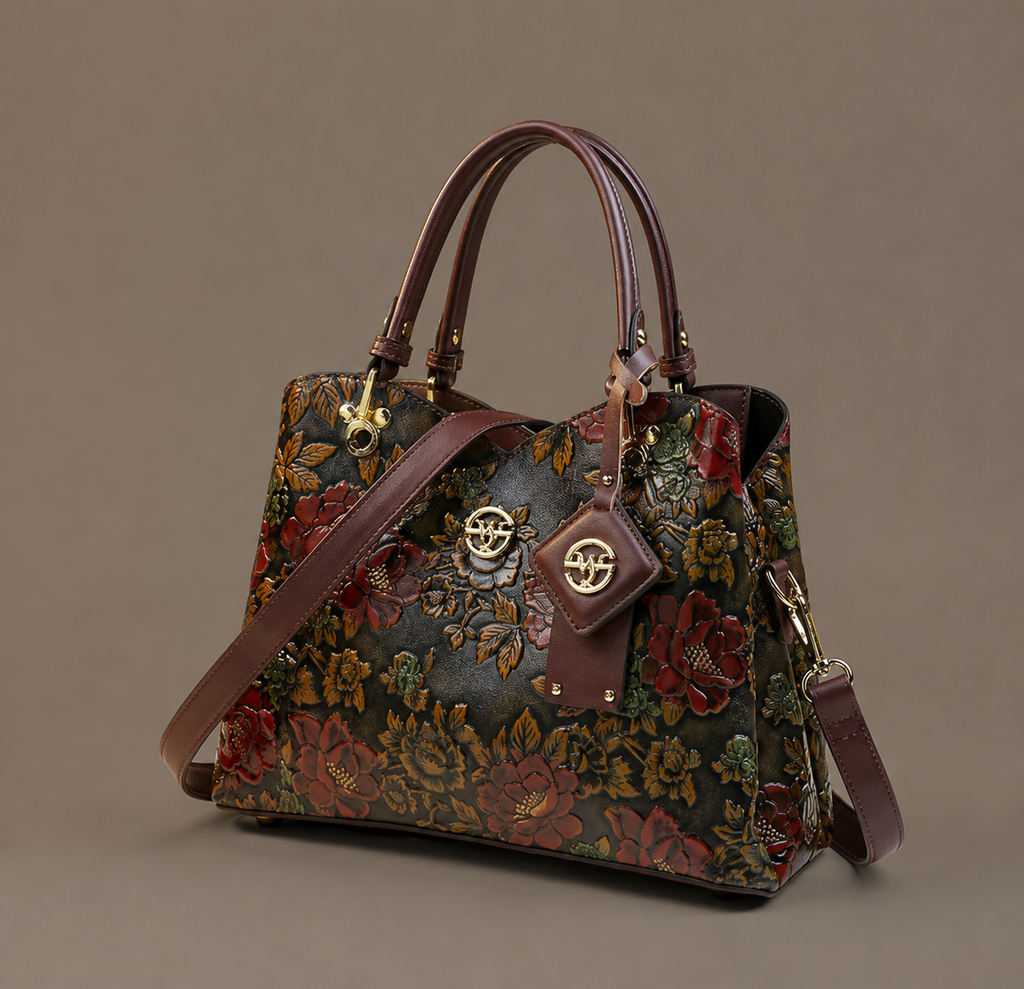 LuxeCarry "Vintage Bloom" Floral Statement Tote