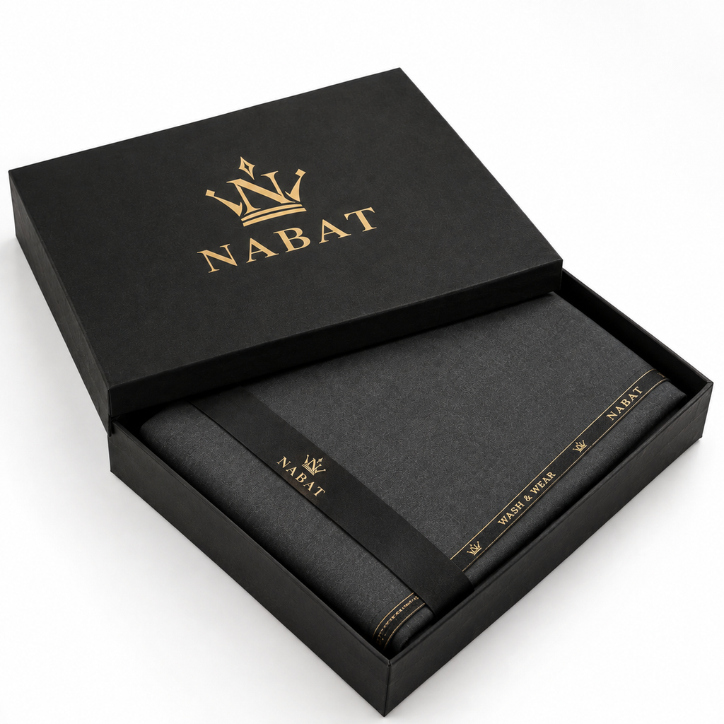 NABAT Dark Grey Wash & Wear Unstitched Suit