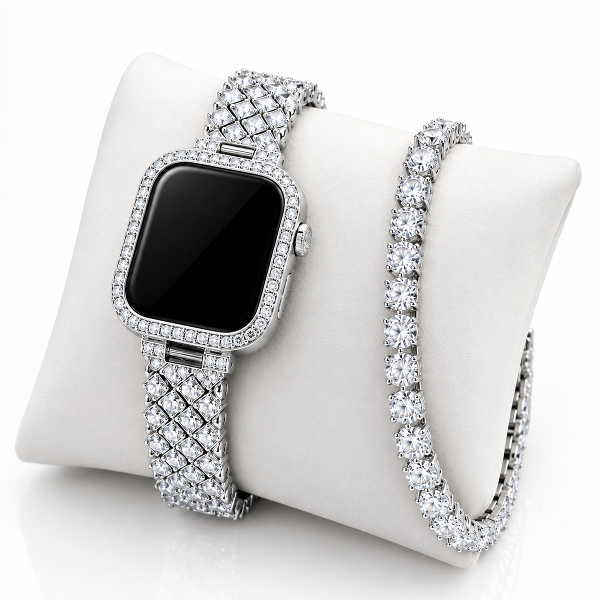 NABAT Dazzling Crystal Apple Watch Strap & Matching Tennis Bracelet Set