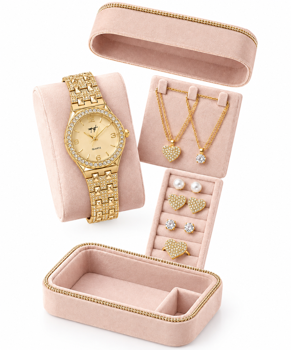 NABAT Luxury Women's Watch & Jewelry Gift Box Set