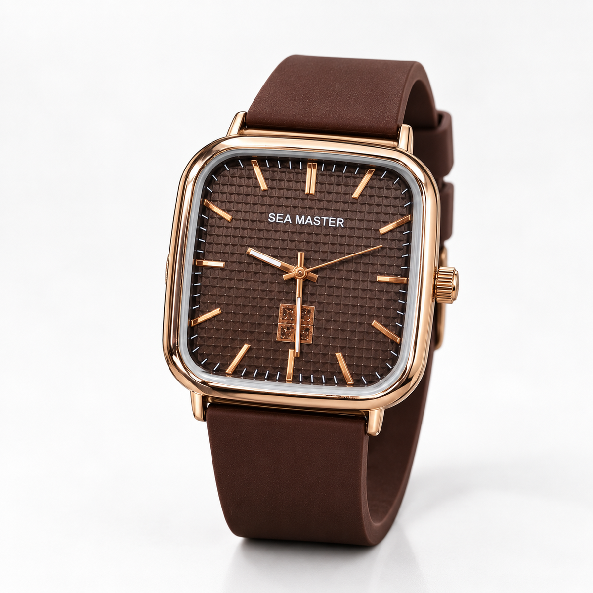 Modern Square Dial Black Silicone Strap Men's Watch
