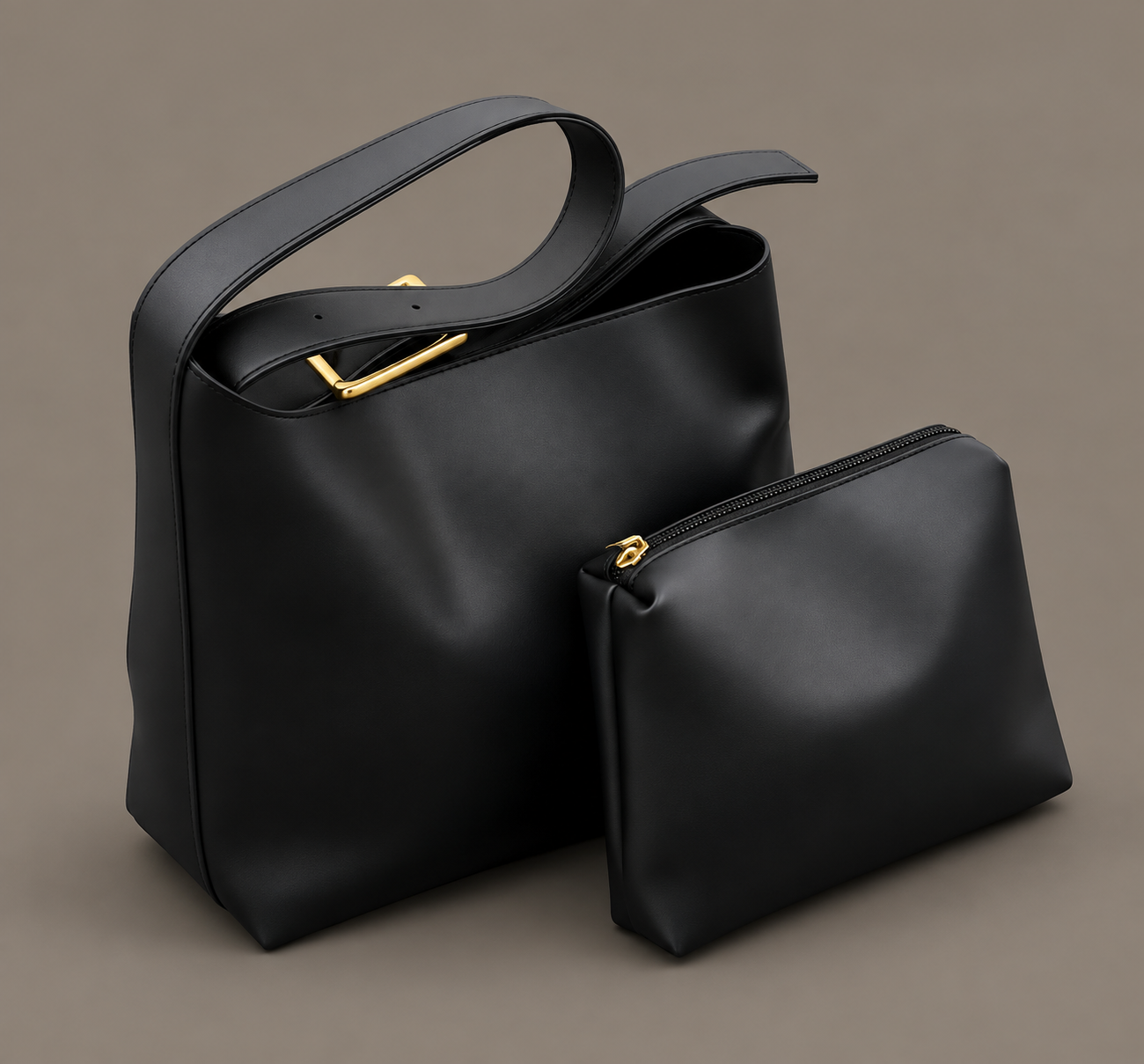 LuxeCarry "Essential" Shoulder Bag & Pouch Set